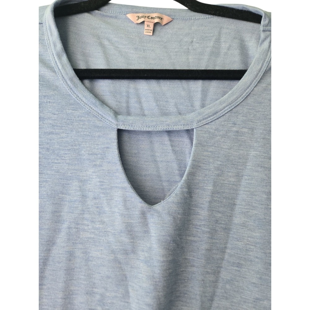 Juicy Couture Womens XL Blue Cutout Neck Pullover Sweatshirt Y2K Glam Preppy
